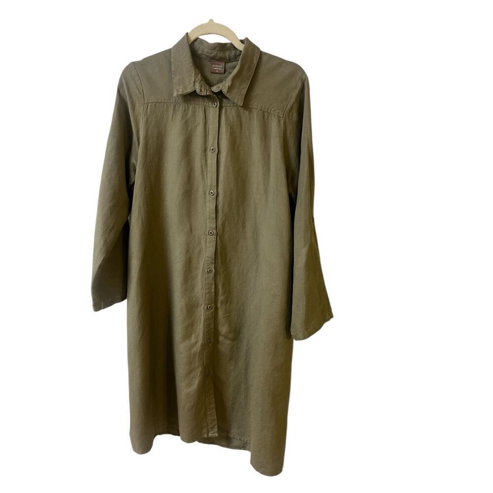 Sivana linen Luce shirt dress green sz Medium